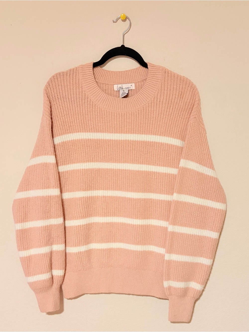 Love & Grey Pink Striped Crew Sweater